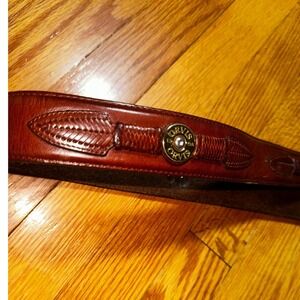 Orvis Mens Brown Leather Shotshell Belt Size 36 Brass Concho Hunting Sporting
